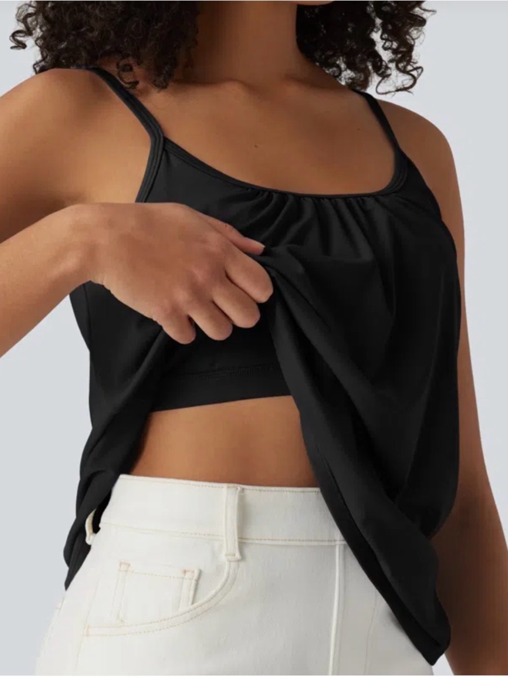 HALARA Black Scoop Neck Layered Camisole